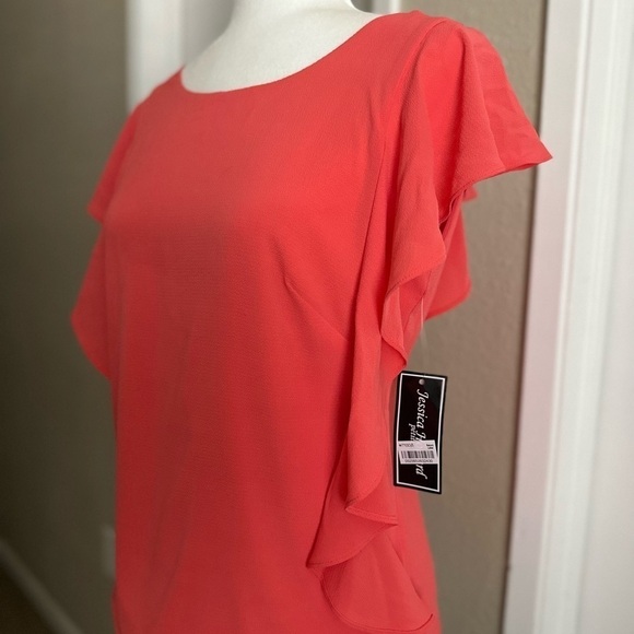Jessica Howard Coral Flutter Sleeves Blouse Size: 8P - Picture 3 of 7